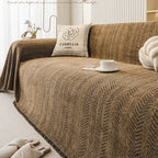 Universal Chenille Sofa Cover with Fishbone Pattern