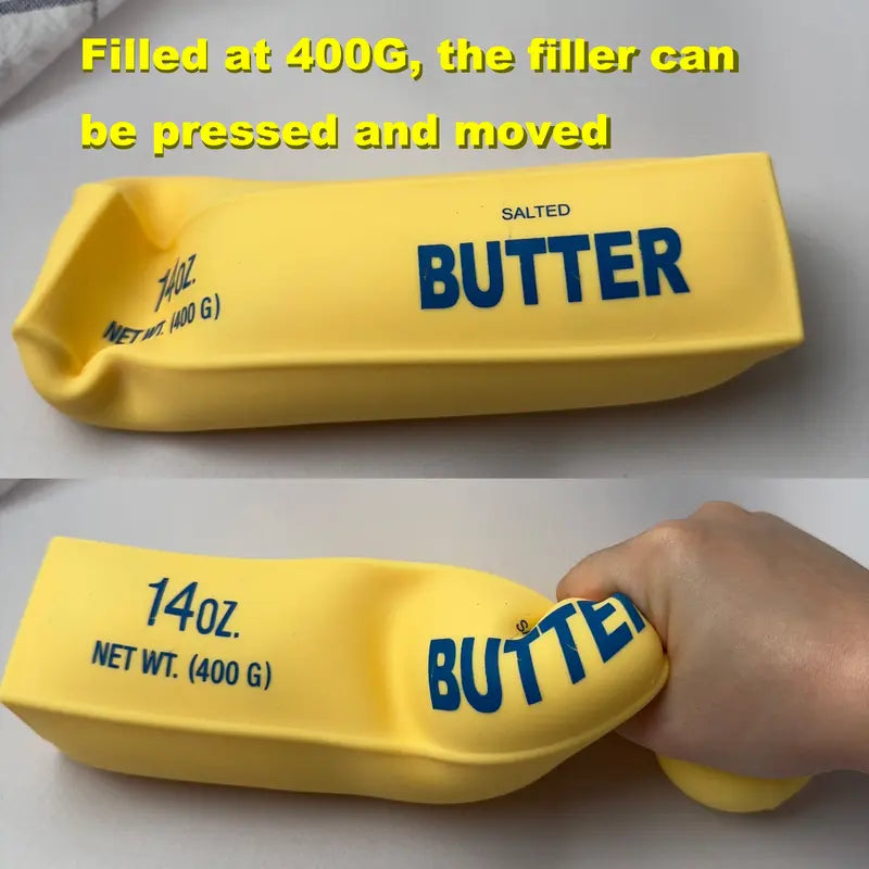 Jumbo Butter-Shaped Decompression Squeeze Squishy, 14 oz TPR, Stress Relief Fidget Toy