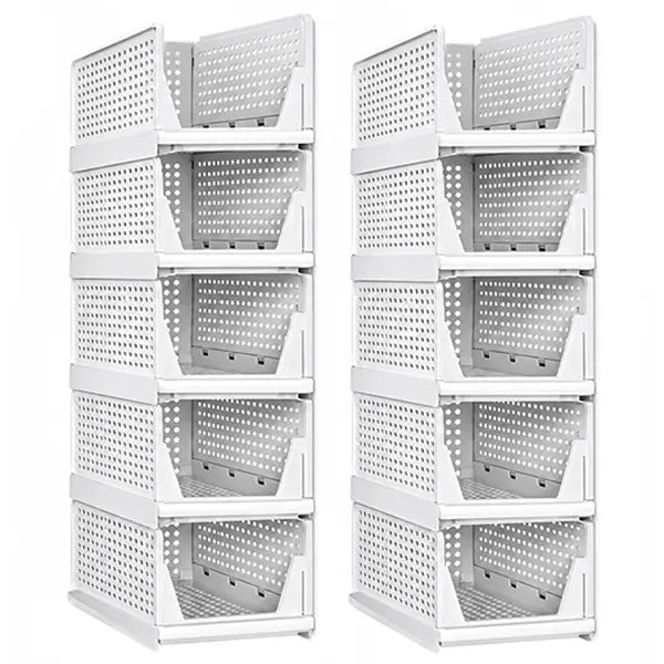 White 5–10-Pack Stackable Closet Storage Baskets for Space Saving