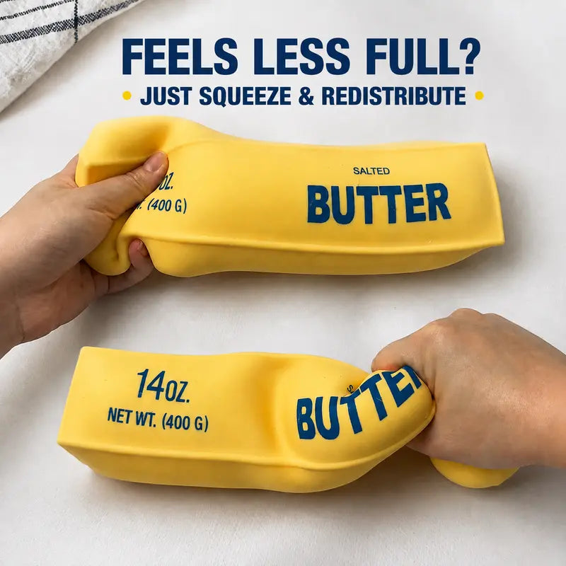 Jumbo Butter-Shaped Decompression Squeeze Squishy, 14 oz TPR, Stress Relief Fidget Toy