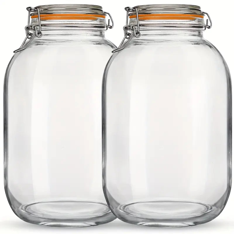 4-Pack 1 Gallon Wide Mouth Glass Storage Jars with Airtight Lids