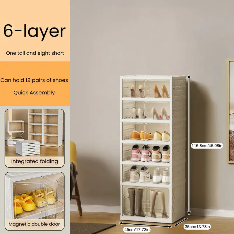 folding shoe rack, 9-layer plastic cabinet