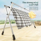 Foldable Stainless Steel Clothes Drying Rack with Wheels