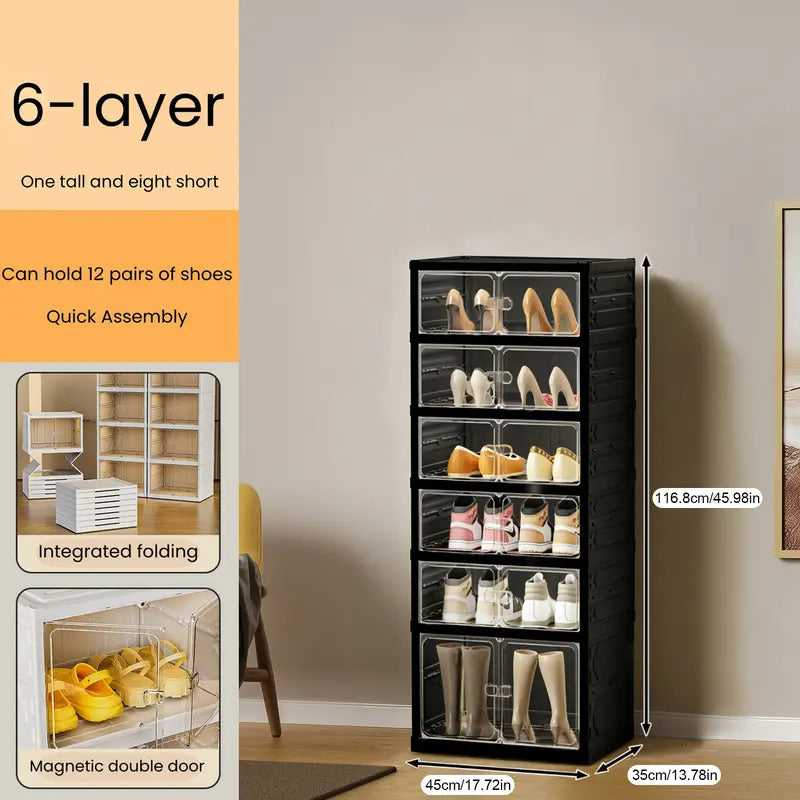 folding shoe rack, 9-layer plastic cabinet