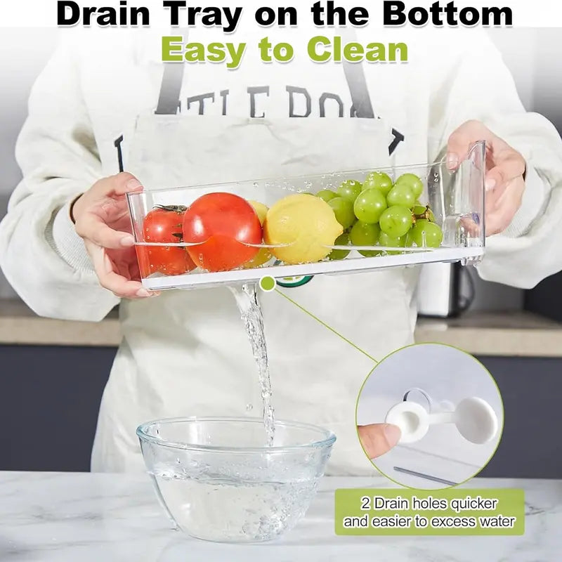 Clear Stackable Fridge Drawer Organizer Bins, 4-Pack