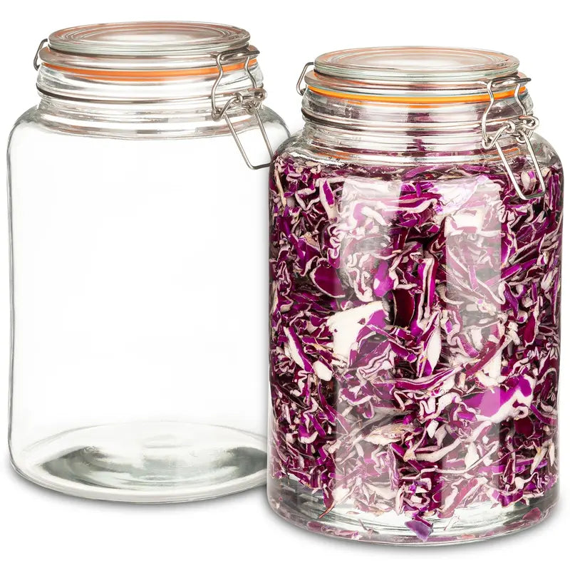 4-Pack 1 Gallon Wide Mouth Glass Storage Jars with Airtight Lids