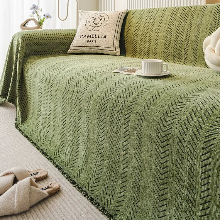 Universal Chenille Sofa Cover with Fishbone Pattern