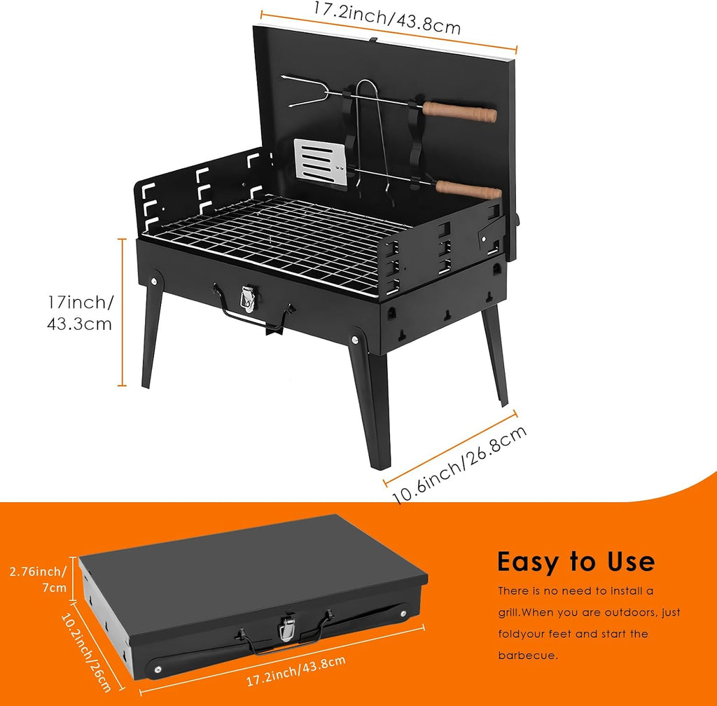 Portable Charcoal Grill Foldable BBQ with Tools