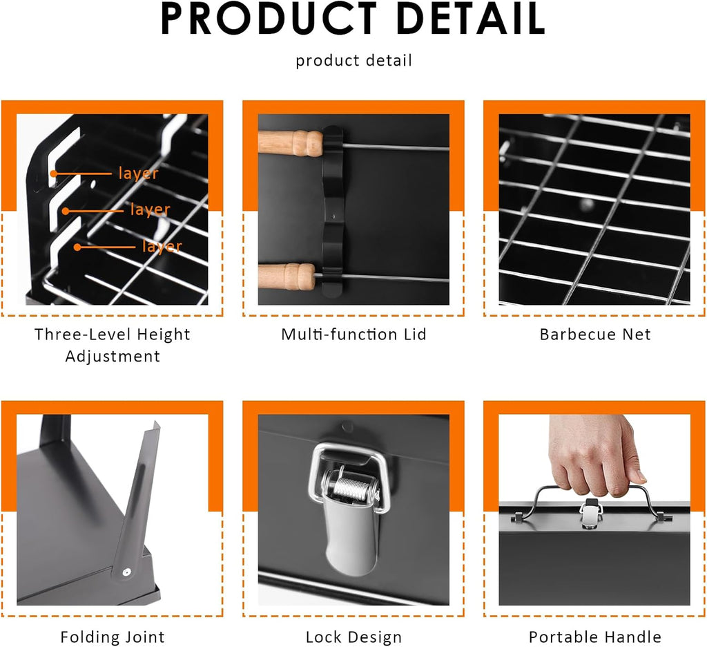 Portable Charcoal Grill Foldable BBQ with Tools