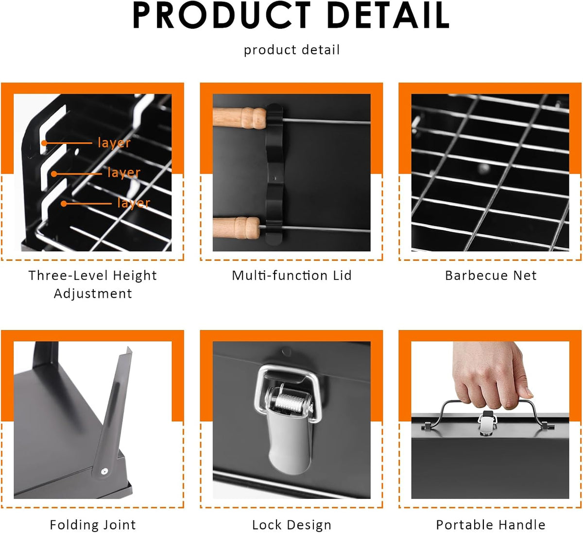 Portable Charcoal Grill Foldable BBQ with Tools