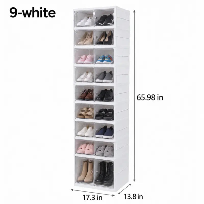 folding shoe rack, 9-layer plastic cabinet