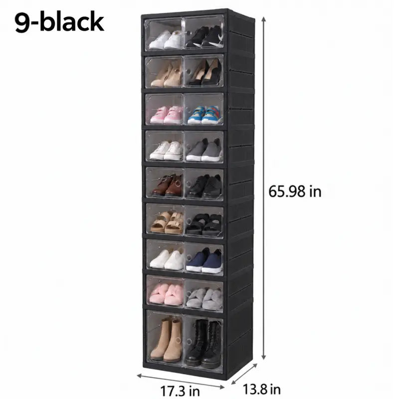 folding shoe rack, 9-layer plastic cabinet