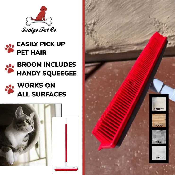 Hair Removal Broom, Pet Fur Sweeper with Telescopic Handle