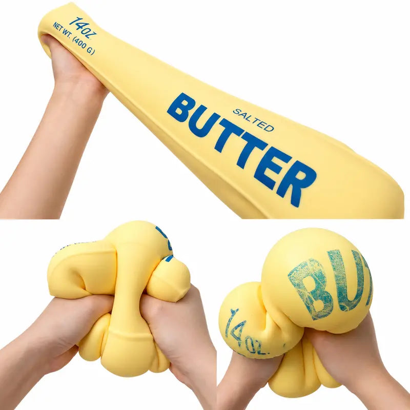 Jumbo Butter-Shaped Decompression Squeeze Squishy, 14 oz TPR, Stress Relief Fidget Toy