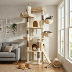 F76 76-in Freestanding Cat Tree for Large Cats, Beige