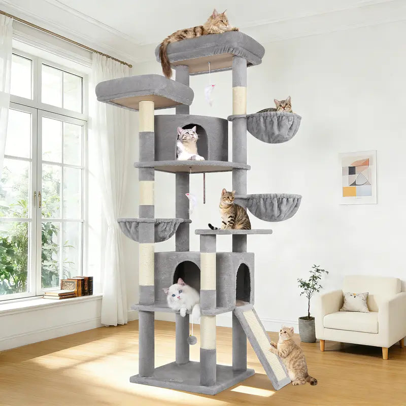 F76 76-in Freestanding Cat Tree for Large Cats, Beige