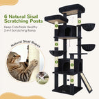 F76 76-in Freestanding Cat Tree for Large Cats, Beige
