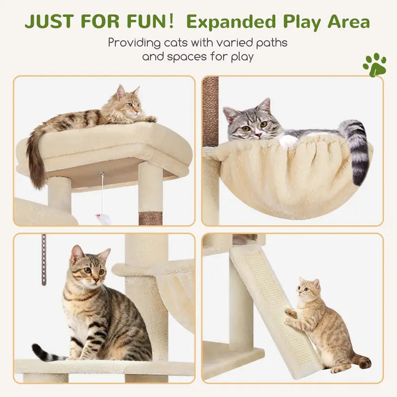 F76 76-in Freestanding Cat Tree for Large Cats, Beige