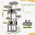F76 76-in Freestanding Cat Tree for Large Cats, Beige
