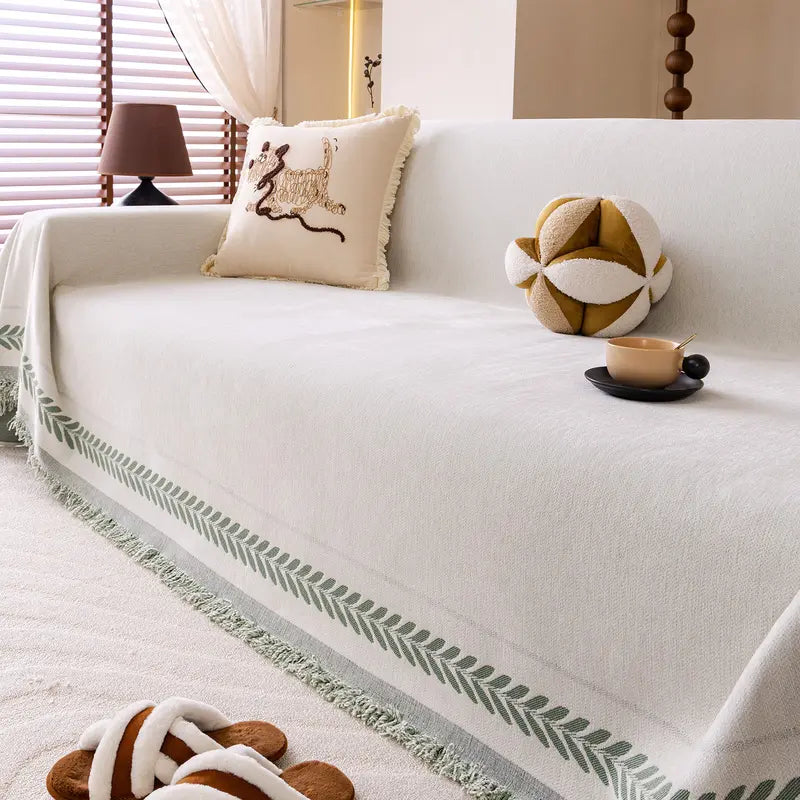 Universal Chenille Sofa Cover with Fishbone Pattern