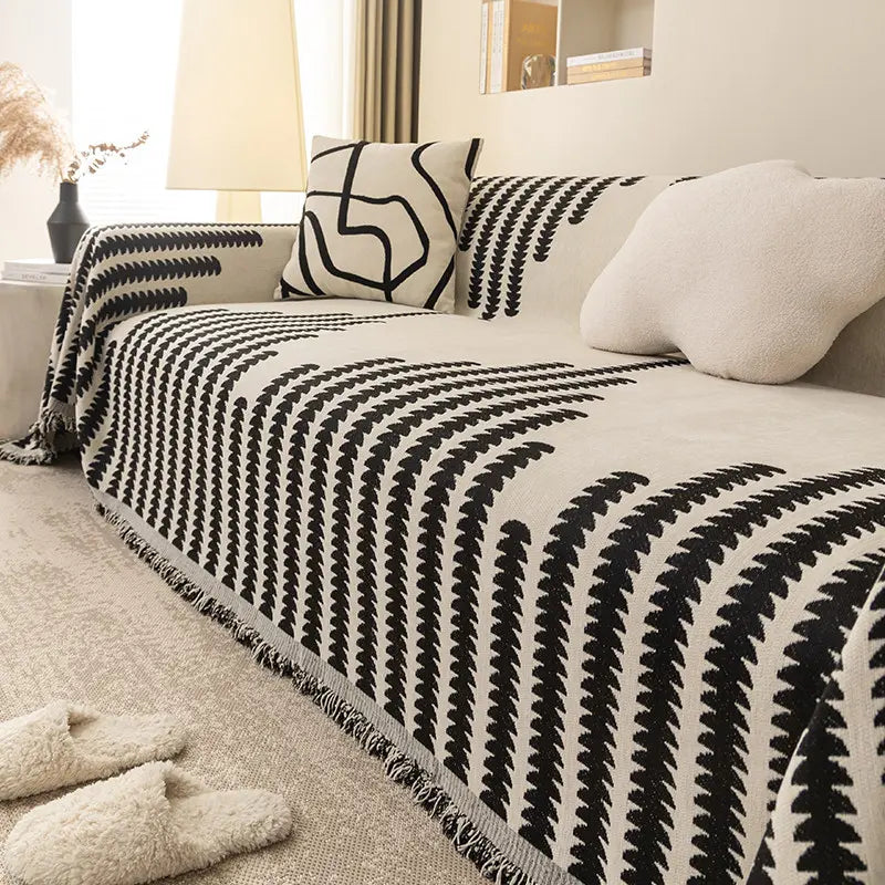 Universal Chenille Sofa Cover with Fishbone Pattern