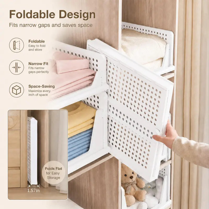 White 5–10-Pack Stackable Closet Storage Baskets for Space Saving