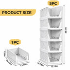 White 5–10-Pack Stackable Closet Storage Baskets for Space Saving