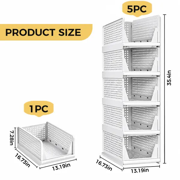 White 5–10-Pack Stackable Closet Storage Baskets for Space Saving