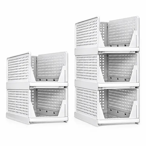 White 5–10-Pack Stackable Closet Storage Baskets for Space Saving