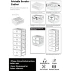 folding shoe rack, 9-layer plastic cabinet