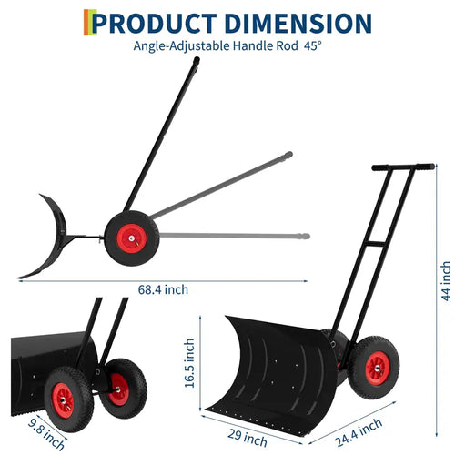 Snow pusher dimensions: 29-inch blade