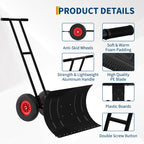Wheeled snow pusher construction details