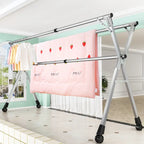 Foldable Stainless Steel Clothes Drying Rack with Wheels