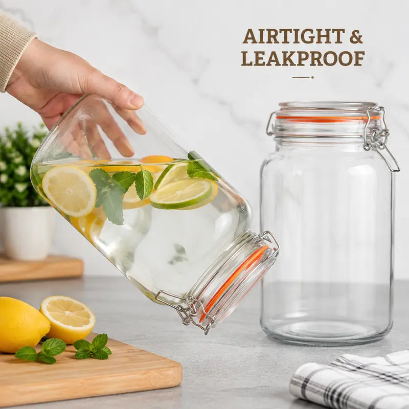 4-Pack 1 Gallon Wide Mouth Glass Storage Jars with Airtight Lids