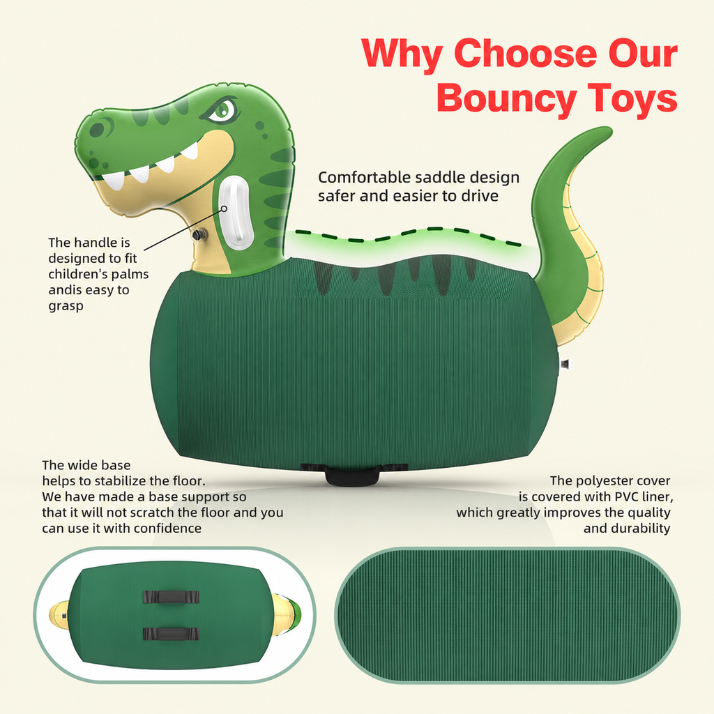 2-Piece Giant Inflatable Dinosaur & Bull Hopper Toys for Kids 5+