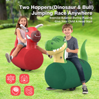 2-Piece Giant Inflatable Dinosaur & Bull Hopper Toys for Kids 5+