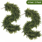 6 FT Artificial Cedar Garland, 2-Pack Green