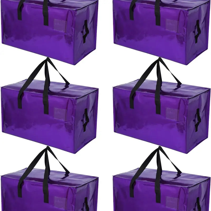 Six purple moving and storage bags