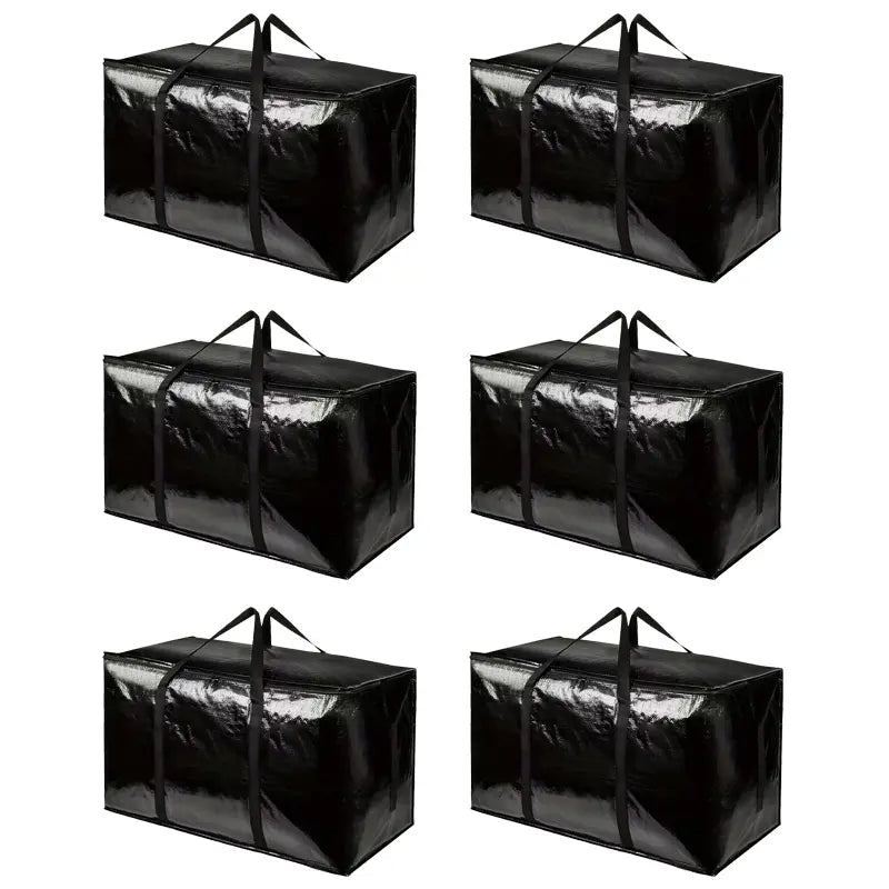 Six black moving and storage bags