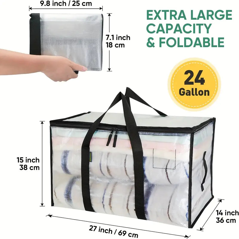 Moving bag size guide and folded dimensions