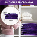 Purple moving bags folded for storage