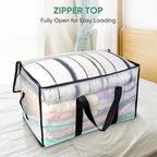 Wide zipper opening shown with folded bedding