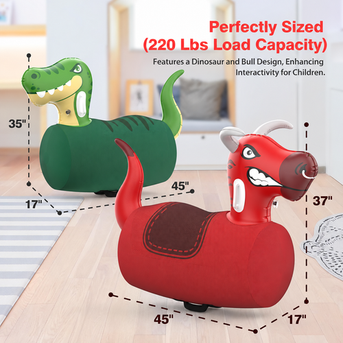 2-Piece Giant Inflatable Dinosaur & Bull Hopper Toys for Kids 5+